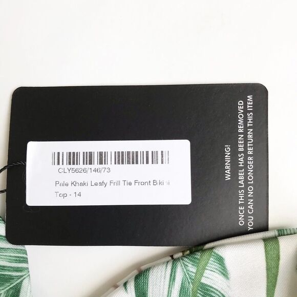 Pretty little thing pale khaki leafy swim top 10 - Picture 10 of 10